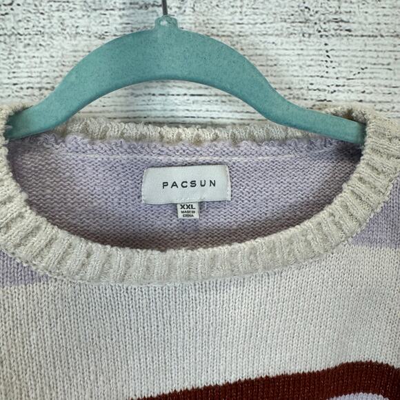 Pacsun Women's Striped Knit Crewneck Drop Shoulder Sweater Size XXL - Picture 4 of 7